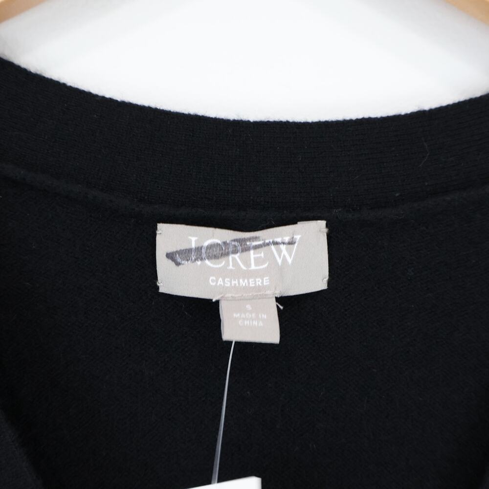 NWT J. Crew Cashmere V-Neck Patch-Pocket Cardigan Relaxed Fit Black Size Small - Picture 7 of 9